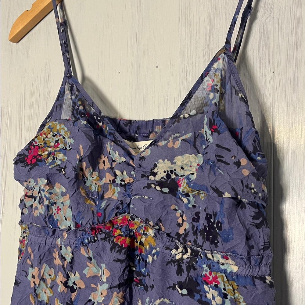 NWT Y2K American Eagle Purple Floral Mini Dress‎ Size 4 - Picture 2 of 7